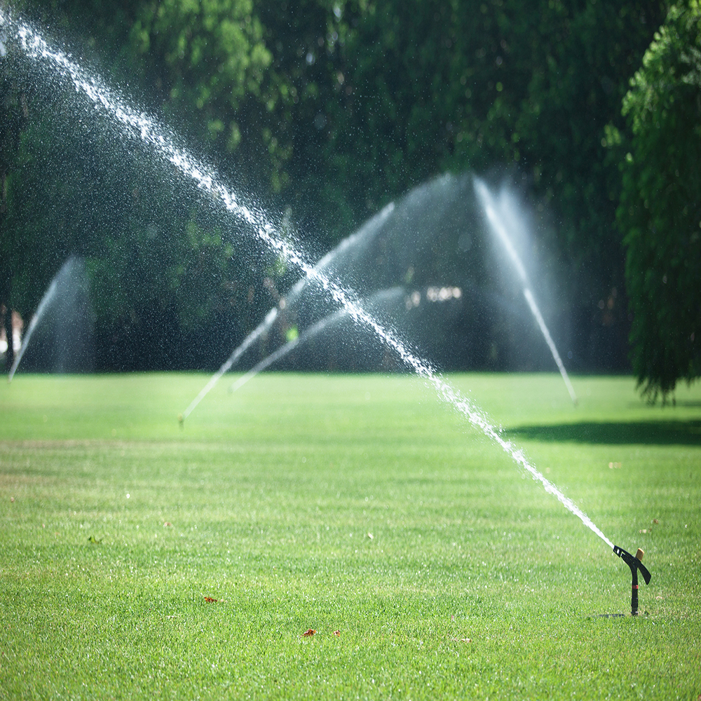 A golf course sprinkler system fed from borehole water